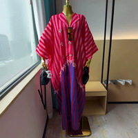 Nouvelle robe chemise à manches courtes rayée ample de style africain pour femmes, taille plus, pour l'été