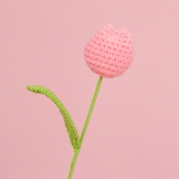 Bouquet de tulipes artisanales en fil de polyester tridimensionnel, tissées à la main, longue durée, fleurs artificielles au crochet, pour la fête des mères et les mariages