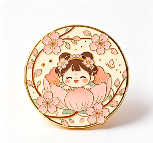 เข็มกลัดโลหะเคลือบเงา ลายดอกซากุระ การ์ตูนสาวน้อยสีชมพู ของขวัญตกแต่ง - Product Image 2