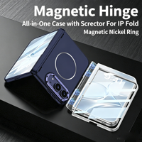 Étui magnétique intégré Shell Film pour iPhone Duo 18 Fold, anneau magnétique pliable, coque de protection pour téléphone portable