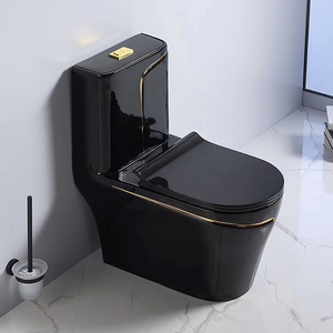 Sang trọng siphonic phòng tắm thiết bị vệ sinh WC một mảnh gốm vuông nhà vệ sinh bát và bồn rửa Set màu đen nhà vệ sinh <span class=keywords><strong>commode</strong></span> - Product Image 3