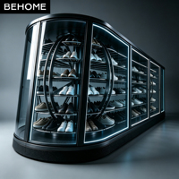 Vitrine rotative pour chaussures avec vitrine en verre et éclairage LED pour entrée de maison, villa, appartement et projets commerciaux de magasins de détail
