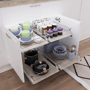 Organisateur de placard coulissant 11" L x 22" P, tiroirs coulissants, <span class=keywords><strong>rangement</strong></span> de <span class=keywords><strong>cuisine</strong></span>, en fer robuste, résistant aux taches, pour garde-manger - Product Image 6