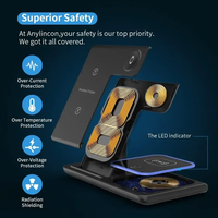Chargeur sans fil pliable 3 en 1 15 W, support de charge rapide multifonction pour iPhone, AirPods, écouteurs, montre connectée