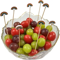 RainbowDecorBamboo Piques à fruits jetables écologiques polies pour cocktails et barbecues