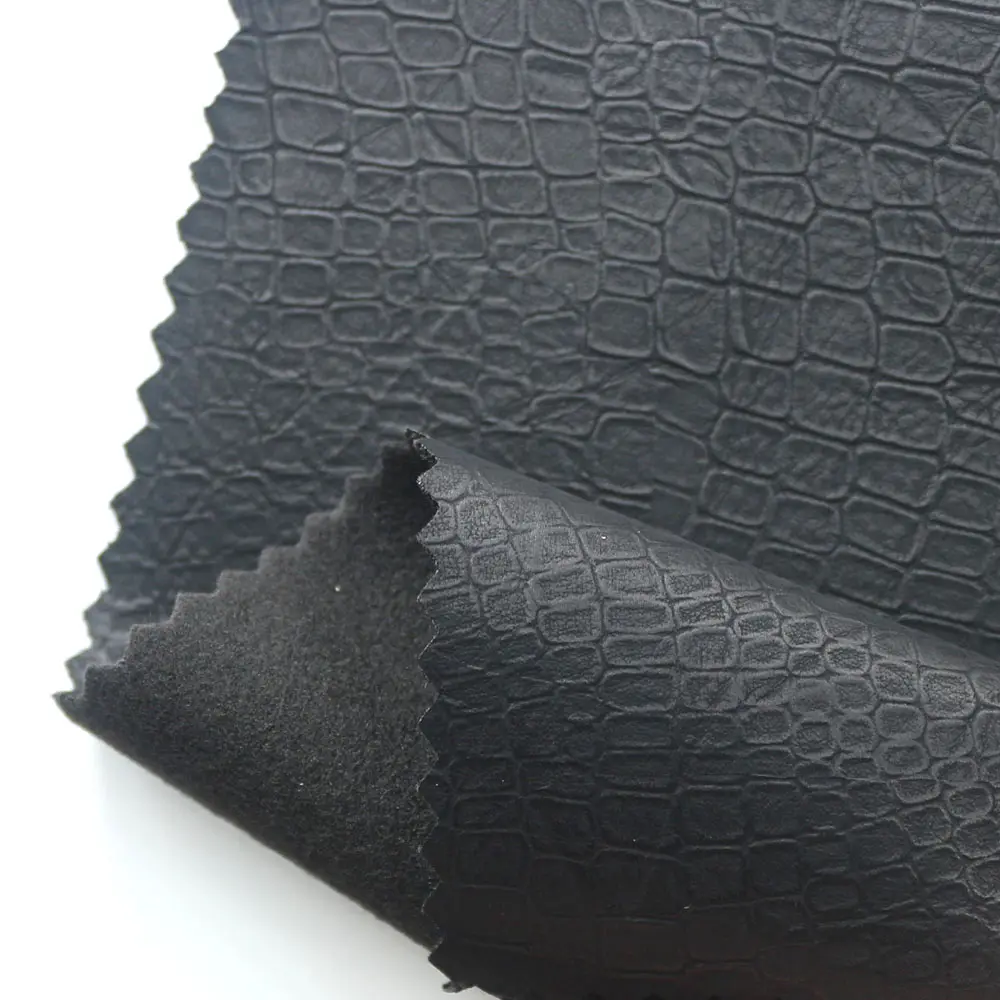 Crocodile elastic leather fabric 4 way stretch leather faux leather with brushed backing