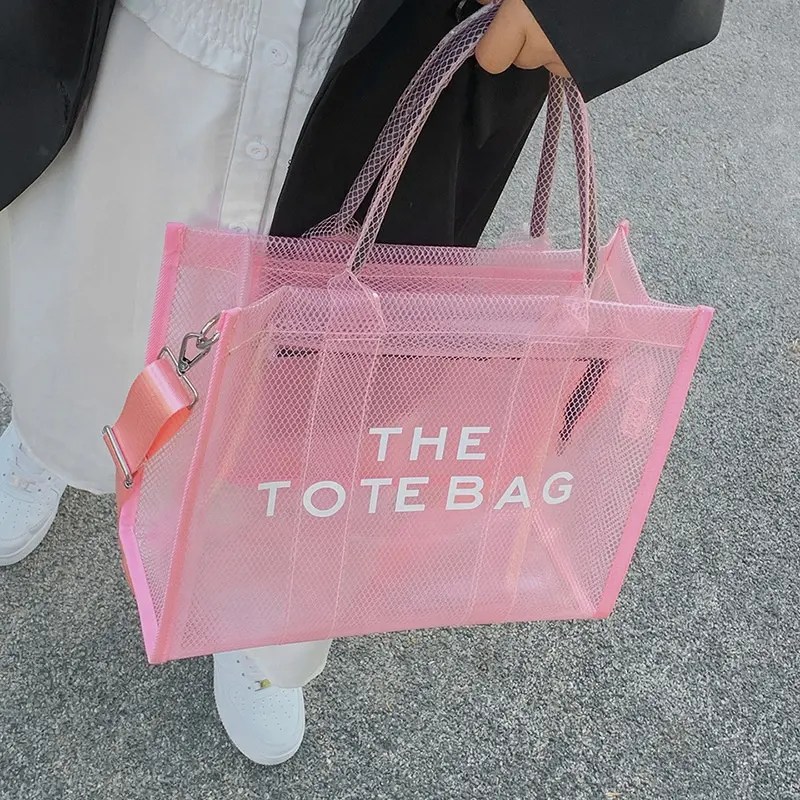 fashion vintage woman lady clear PVC beach bag tote bag handbag shoulder crossbody bag traveling shopping summer vacation