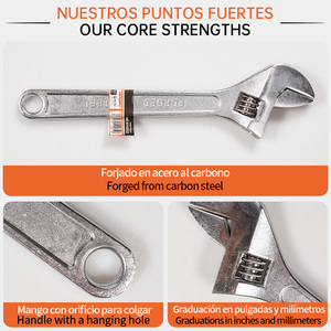 Chiave Inglese FUMETAX Regolabile <span class=keywords><strong>in</strong></span> Acciaio al Carbonio Forgiato, 6 Pollici, Finitura Cromata, Graduazione Doppia Pollici/<span class=keywords><strong>Millimetri</strong></span>, Fai-da-Te, Metrica, OEM - Product Image 6