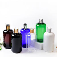 Bouteilles personnalisables en plastique PET de 500 ml pour gel douche, huile capillaire, shampoing, après-shampoing, nettoyant visage, lotion, masque facial, couleur or