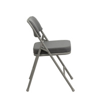 Chaise pliante portable en métal pour jardin extérieur, pliable, incurvée de qualité supérieure, en tissu gris à triple contreventement