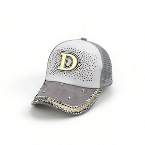 Nouvelle Casquette de Baseball en Toile Denim à 5 Panneaux avec Strass en Maille Lettre D, Protection Solaire Extérieure Polyvalente et Respirante - Product Image 2