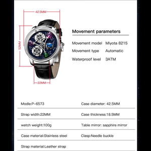 Reloj de pulsera mecánico de lujo informal único, con logotipo de marca privada personalizado, 46 mm, Miyota, automático, para hombre. - Product Image 5