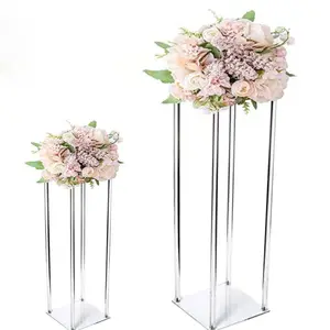 Fontes do casamento Decorações Claras Moderno Retangular Alto Stand Elegante Acrílico Wedding Centerpiece para Tabelas Flor