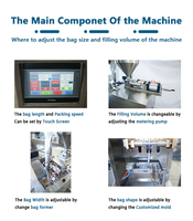 Machine d'emballage automatique pour sachets de forme irrégulière, petits formats VFFS, pour liquides visqueux, boissons, crèmes, shampoings, miel, huiles, sachets en plastique