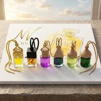 Diffuseur de voiture suspendu en verre cylindrique multicolore, flacon vide de 5 ml et 8 ml avec bouchon en bois, désodorisant en gros