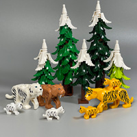 Blocs de construction MOC à petites particules, animaux sauvages (Léopard, Ours), Cèdre, Cyprès, pour la création de modèles DIY sur le thème de la jungle et de la forêt