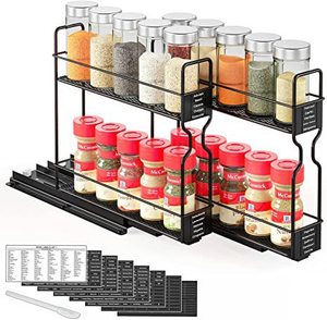 2 Pack 2 Tier Pull Out <b>Spice</b> <b>Rack</b> Organizer for Cabinet <b>Rotating</b> <b>Spice</b> <b>Rack</b> Organizer Seasoning Organize - Product Image 6