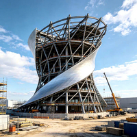 Structure suspendue courbée, test de charge strict, surface délicate, bâtiments en structure d'acier de forme spéciale pour musées d'art