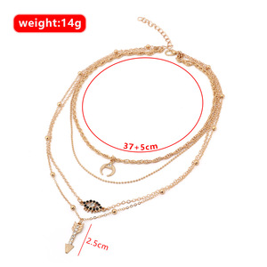 Colliers superposés tendance pour femme, pendentif flèche en zircon taille brillant, serti griffe, bijoux de fête en alliage de zinc, multi-brins - Product Image 4