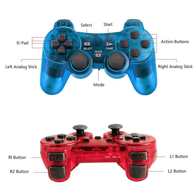 2.4G Wireless Transparent Joypad GameController with Double Vibration Feature 2nd Generation for PS2 Console