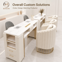 Ensemble Table et Chaise de Manucure Double au Design Moderne et Élégant avec Aspirateur, Canapé, Meuble de Salon Commercial en Métal pour Onglerie, Salon de Beauté, Salon