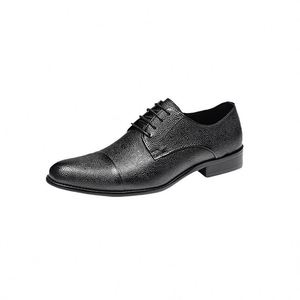 Men's Leather <b>Shoes</b>-Summer Breathable Business Formal Dress <b>Shoes</b> Made Genuine Leather Laces Toes <b>Height</b> <b>Increasing</b> Waterproof - Product Image 4