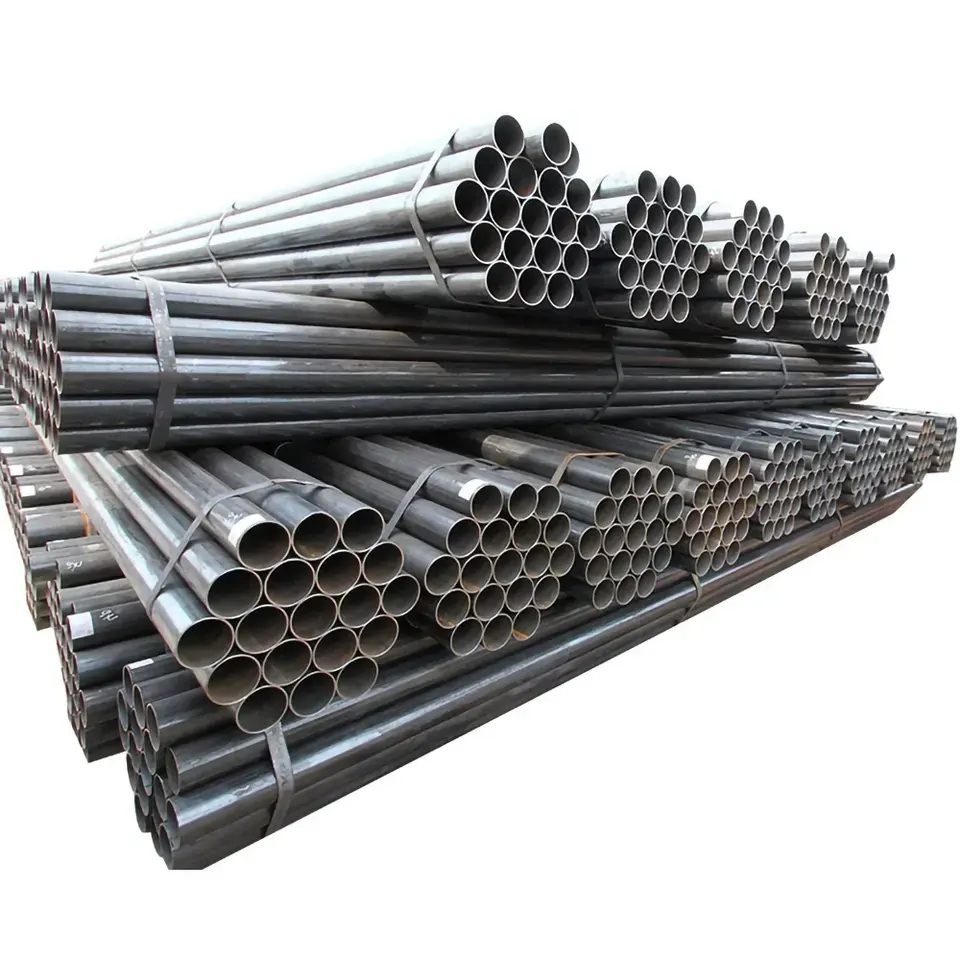 Produsen besi ASTM A192 Q235 pipa baja karbon tabung las ujung pipa cat hitam mulus fabrikasi fitting untuk minyak bumi