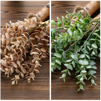 Buket Daun Eucalyptus Buatan 6 Lapis Grosir, Daun Eucalyptus Hijau Tunggal untuk Dekorasi Rumah