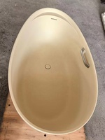 Baignoire autoportante moderne en surface solide, ovale de luxe en pierre, pour salle de bain, bain à remous haut de gamme en pierre artificielle intégrée