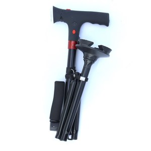 Double Handle Folding Walking Stick With Light And Alarm For Elderly Portable Telescopic Aluminum Alloy Hiking Pole - Product Image 3