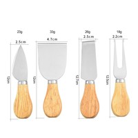 Mini-fourchette à fromage en acier inoxydable, couteau à beurre, couteau à fromage avec manche en bois, ensemble de 4 couteaux à fromage pour plateau de charcuterie
