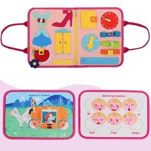 Prix d'usine : Tableau d'activités Montessori en feutre, livre sensoriel, sac de dessin, jouet de voyage, pour l'apprentissage de la motricité fine, cadeaux pour toutes les saisons - Product Image 6