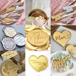 Decoración <span class=keywords><strong>de</strong></span> Pastel para el Día <span class=keywords><strong>de</strong></span> la Madre, Etiqueta <span class=keywords><strong>de</strong></span> Moda, Decoración Redonda <span class=keywords><strong>de</strong></span> Papel para Cupcakes, Decoración Acrílica Personalizada para Cupcakes - Product Image 2