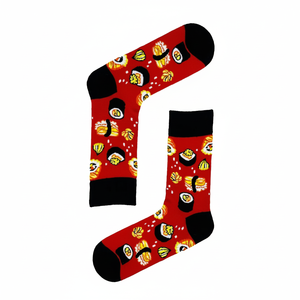 Colorful Ankle <b>Socks</b> Floral Embroidery Print Jacquard Logo Design Light Breathable Red Rolls Sushi for Daily Use One Fits Most - Product Image 2