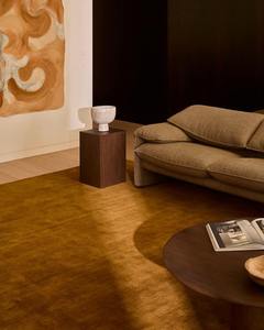 Tapis en laine tufté main personnalisé or et vert, peluche douce, poils coupés 15 mm, tapis moderne fait main de designer, tapis de sol durable, couleur unie - Product Image 5