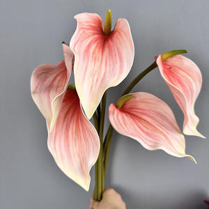 Fleurs artificielles d'Anthurium en EVA <span class=keywords><strong>de</strong></span> haute qualité, 74 cm, toucher réel, couleur automne, en vrac pour la décoration intérieure - Product Image 4