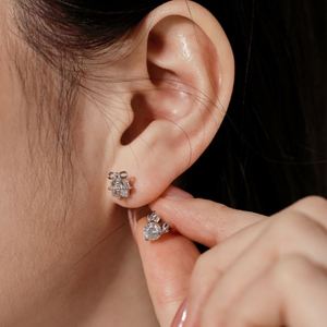 Dylam Sustainable Jewelry Factory 2024 Christmas Festival Xmas Gifts Elk 5A Cubic Zirconia S925 <b>Silver</b> <b>Stud</b> Earrings for Women - Product Image 5