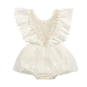 2020 new white lace gauze skirt summer beautiful princess dress wholesale newborn clothes baby romper