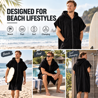 Peignoir de surf personnalisé avec fermeture éclair avant, en coton éponge premium, poncho de plage à capuche, marque privée OEM