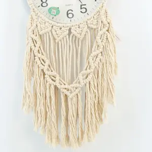 Hot Sale Simple Design Macrame Wall Hanging Clock Decor For Home Ornament