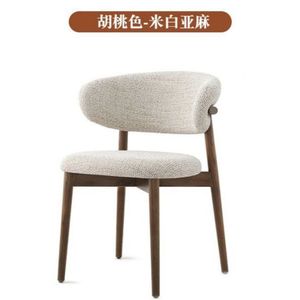 Chaise de salle à manger moderne en bois massif, rembourrée en tissu capitonné, pour salon ou hôtel - Product Image 4