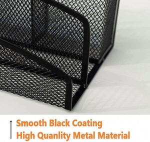 New Design Office School Supply Mesh Metal Letter Shelf 3 Compartments <b>Pen</b> Holder Desk Organizer Letters Display Holder - Product Image 3