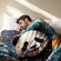 Couverture Panda Mignonne, Couverture Animale Adorable pour l'Hiver pour Enfants et Adultes, Polaire Légère pour Canapé, Lit