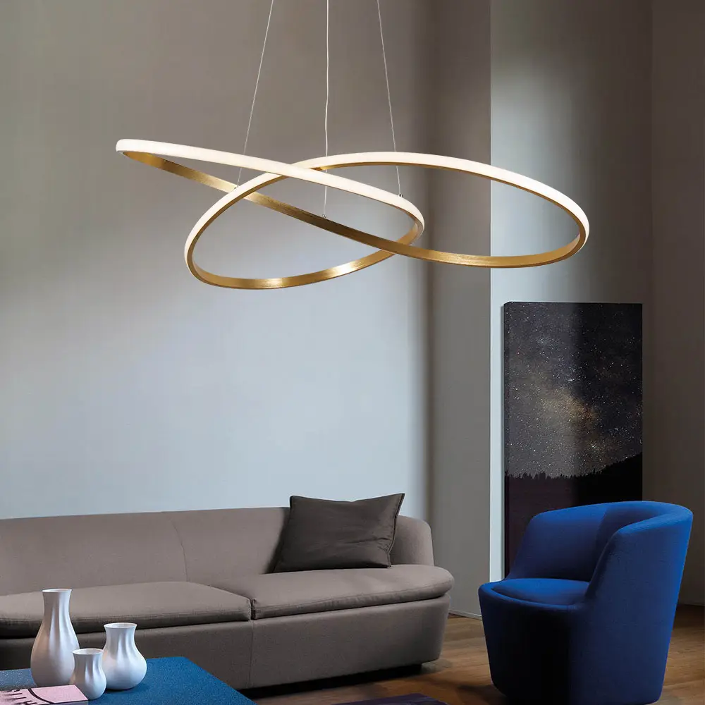 Simple style linear modern chandelier bedroom living room shape pendant lamp light personality shaped led curve line chandelier