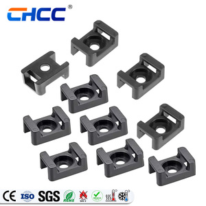 Heavy-Duty <strong>Saddle</strong> Cable <strong>Clips</strong> Black Nylon Screw-Fixed Wire Organizers Cable Tie Mount Base for Industrial Cable Management - Product Image 1
