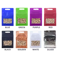 Pochette de scellage écologique à huit côtés à fond plat avec fenêtre à fermeture éclair Sacs d'emballage refermables plaqués aluminium Poignée thermoscellable