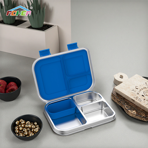 Aohea thép không gỉ Hộp Ăn Trưa thực phẩm-lưu trữ container với 3 khoang thép Bento hộp máy rửa chén an toàn - Product Image 1