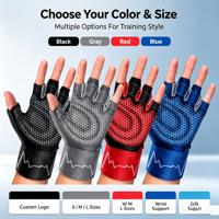 Guantes Deportivos KFTOutdoor Unisex de Malla para Gimnasio y Fitness, Medios Dedos, Acolchados, Antideslizantes, Transpirables, Ajustables, con Agarre Extra
