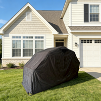 AOSHUNA Tente de garage sportive robuste NOUVELLE en tissu Oxford noir avec 2 fenêtres latérales enroulables, serrure à code et sac de transport 300L-400L, fixation au toit
