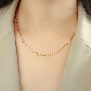 Collar de Cadena Espartana de Oro Real de 18K Xinfly, Joyería Vintage Estilo INS, Eslabones sin Colgante para Bodas y Compromisos - Product Image 3